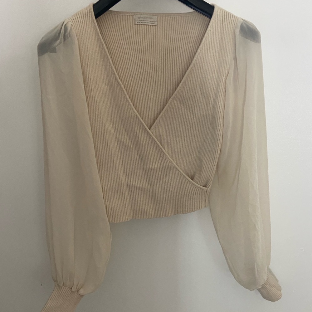 Urban Outfitters Cream Wrap Blouse